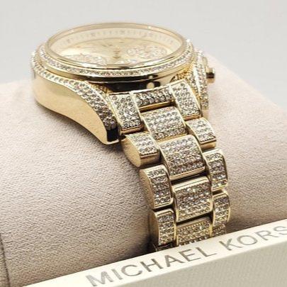  Shop Authentic Michael Kors Mini Bradshaw Crystals Gold Dial Gold Steel Strap Watch For Women - MK6494 - Luxxuri