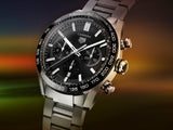  Shop Authentic Tag Heuer Carrera Automatic Chronograph Black Dial Silver Steel Strap Watch for Men - CBN2A1B.BA0643 - Luxxuri