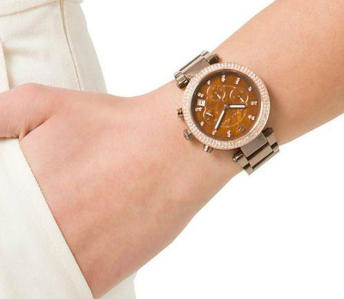  Shop Authentic Michael Kors Parker Chronograph Brown Dial Brown Steel Strap Watch For Women - MK5578 - Luxxuri