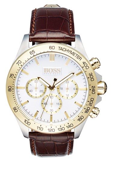  Shop Authentic Hugo Boss Ikon White Dial Brown Leather Strap Watch for Men - 1513174 - Luxxuri
