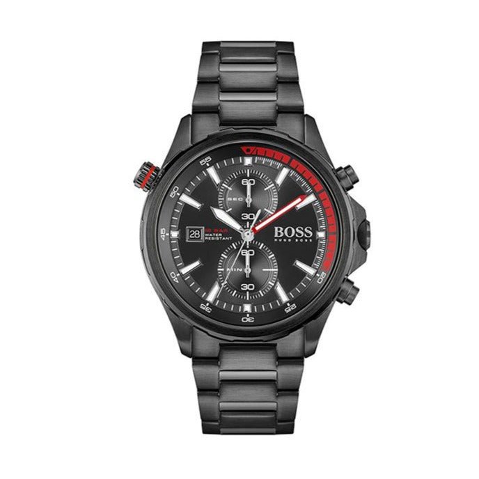  Shop Authentic Hugo Boss Globetrotter Black Dial Black Steel Strap Watch for Men - 1513825 - Luxxuri