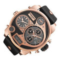  Shop Authentic Diesel Big Daddy Gold & Black Dial Black Leather Strap Watch For Men - DZ7261 - Luxxuri