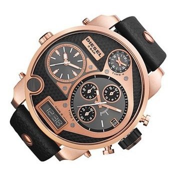  Shop Authentic Diesel Big Daddy Gold & Black Dial Black Leather Strap Watch For Men - DZ7261 - Luxxuri