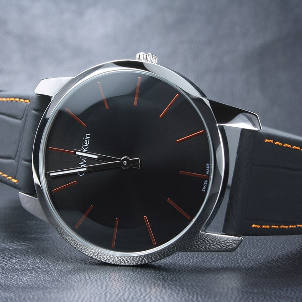  Shop Authentic Calvin Klein City Black Dial Black Leather Strap Watch for Men - K2G211C1 - Luxxuri