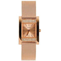 Guess Nouveau Diamonds Rose Gold Dial Rose Gold Mesh Bracelet Watch for Women - W0127L3
