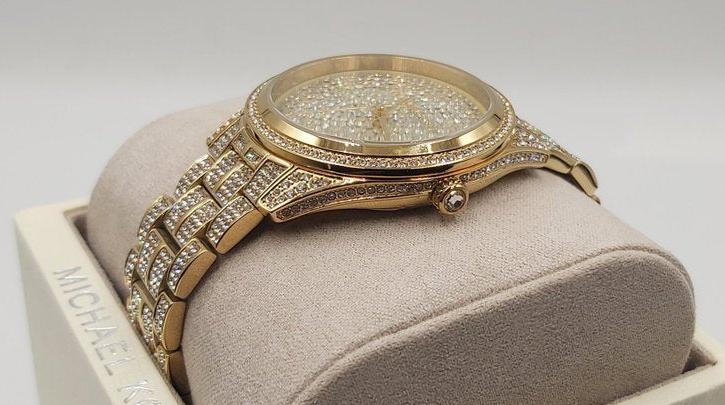  Shop Authentic Michael Kors Lauryn Crystals Gold Dial Gold Steel Strap Watch For Women - MK3930 - Luxxuri