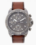  Shop Authentic Fossil Bronson Chronograph Grey Dial Brown Leather Strap Watch for Men - FS5855 - Luxxuri