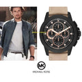  Shop Authentic Michael Kors Ryker Chronograph Black Dial Beige Leather Strap Watch For Men - MK8520 - Luxxuri