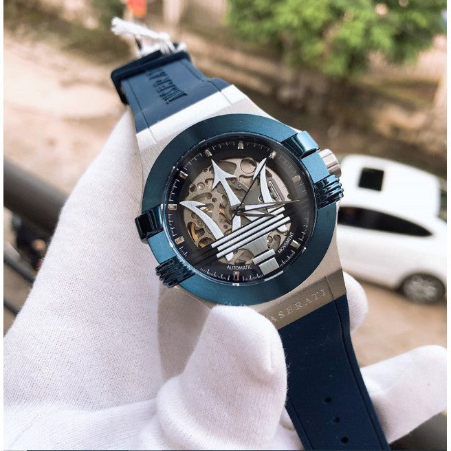  Shop Authentic Maserati Potenza 42mm Blue Dial Automatic Silicone Strap Watch For Men - R8821108028 - Luxxuri