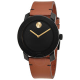  Shop Authentic Movado Bold Black Dial Brown Leather Strap Watch For Men - 3600305 - Luxxuri