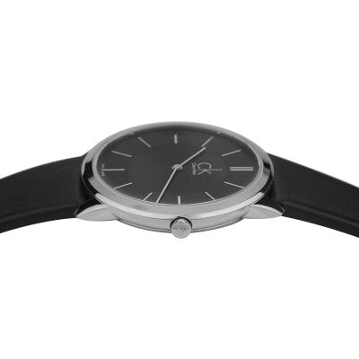  Shop Authentic Calvin Klein Minimal Black Dial Black Leather Strap Watch for Men - K3M211C4 - Luxxuri