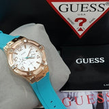  Shop Authentic Guess Jet Setter White Dial Turquoise Silicone Strap Watch For Women - W0564L3 - Luxxuri