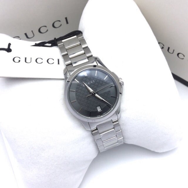  Shop Authentic Gucci G Timeless Grey Dial Silver Steel Strap Watch For Women - YA126522 - Luxxuri