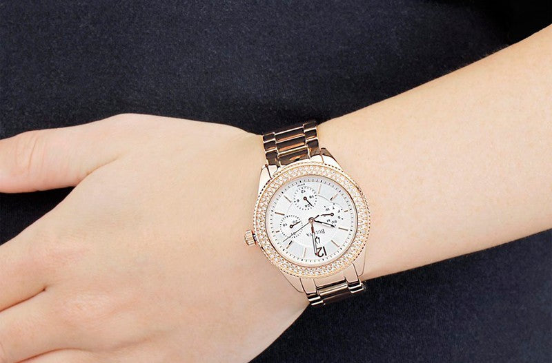  Shop Authentic Bulova Crystal Silver Dial Rose Gold Steel Strap Watch for Women - 97N101 - Luxxuri