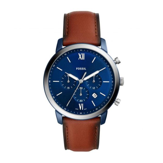 Shop Authentic Fossil Neutra Chronograph Blue Dial Brown Leather Strap Watch for Men - FS5791 - Luxxuri