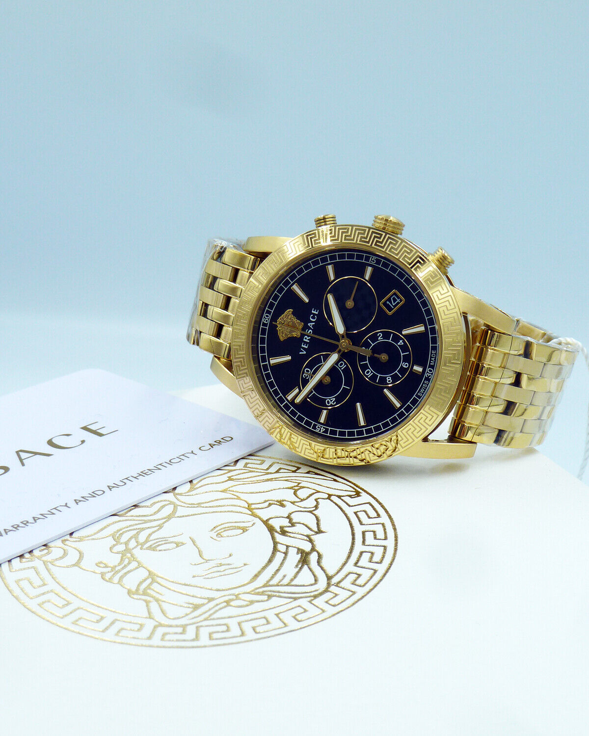  Shop Authentic Versace Sport Tech Chronograph Black Dial Gold Steel Strap Watch for Men - VELT00419 - Luxxuri