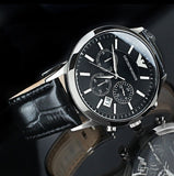  Shop Authentic Emporio Armani Renato Chronograph Black Dial Black Leather Strap Watch For Men - AR2447 - Luxxuri
