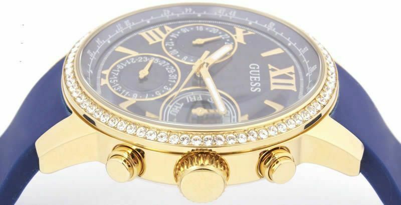  Shop Authentic Guess Sunrise Blue Dial with Diamonds Blue Rubber Strap Watch For Women - W0616L2 - Luxxuri