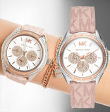  Shop Authentic Michael Kors Multifunction Silver Dial Pink Leather Strap Watch For Women - MK7206 - Luxxuri