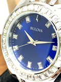  Shop Authentic Bulova Phantom Baguette Crystal Blue Dial Silver Steel Strap Watch for Men - 96A254 - Luxxuri