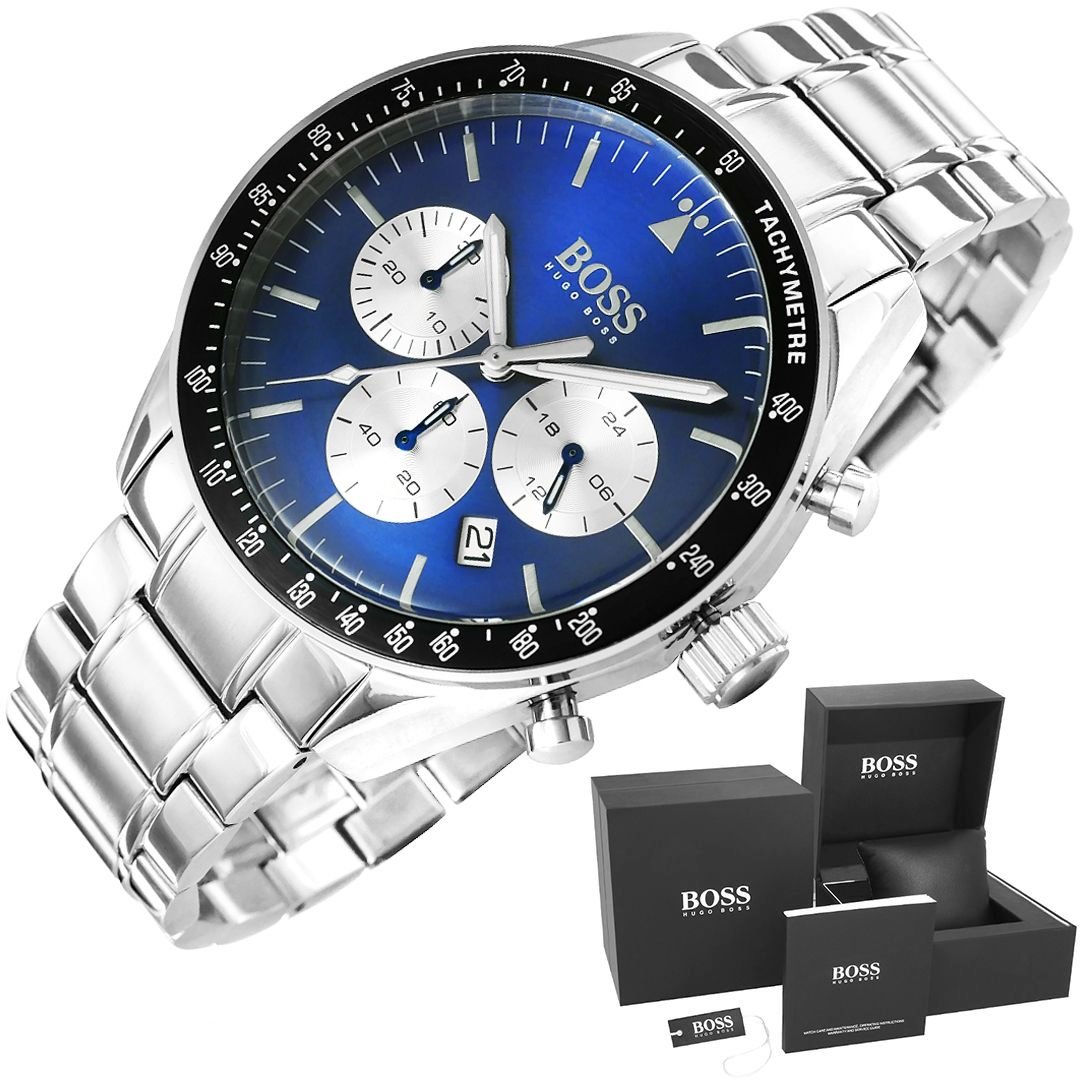  Shop Authentic Hugo Boss Chronograph Blue Dial Silver Steel Strap Watch for Men - 1513630 - Luxxuri