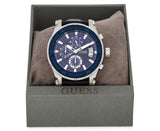  Shop Authentic Guess Pinnacle Chronograph Quartz Blue Dial Black Leather Strap Watch For Men - W0673G4 - Luxxuri