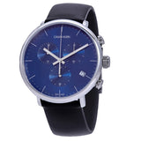  Shop Authentic Calvin Klein High Noon Chronograph Blue Dial Black Leather Strap Watch for Men - K8M271CN - Luxxuri