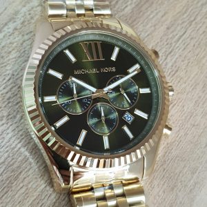  Shop Authentic Michael Kors Lexington Chronograph Green Dial Gold Steel Strap Watch for Men - MK8446 - Luxxuri