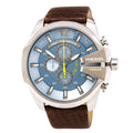  Shop Authentic Diesel Mega Chief Light Blue Dial Brown Leather Strap Watch For Men - DZ4281 - Luxxuri