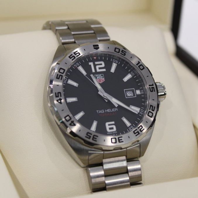  Shop Authentic Tag Heuer Formula 1 Stainless Steel 41mm Black Dial Silver Steel Strap Watch for Men - WAZ1112.BA0875 - Luxxuri