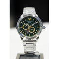  Shop Authentic Emporio Armani Meccanico Chronograph Automatic Green Dial Silver Steel Strap Watch For Men - AR60053 - Luxxuri