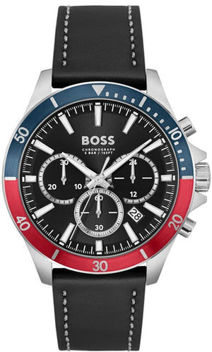  Shop Authentic Hugo Boss Troper Chronograph Black Dial Black Leather Strap Watch For Men - 1514099 - Luxxuri