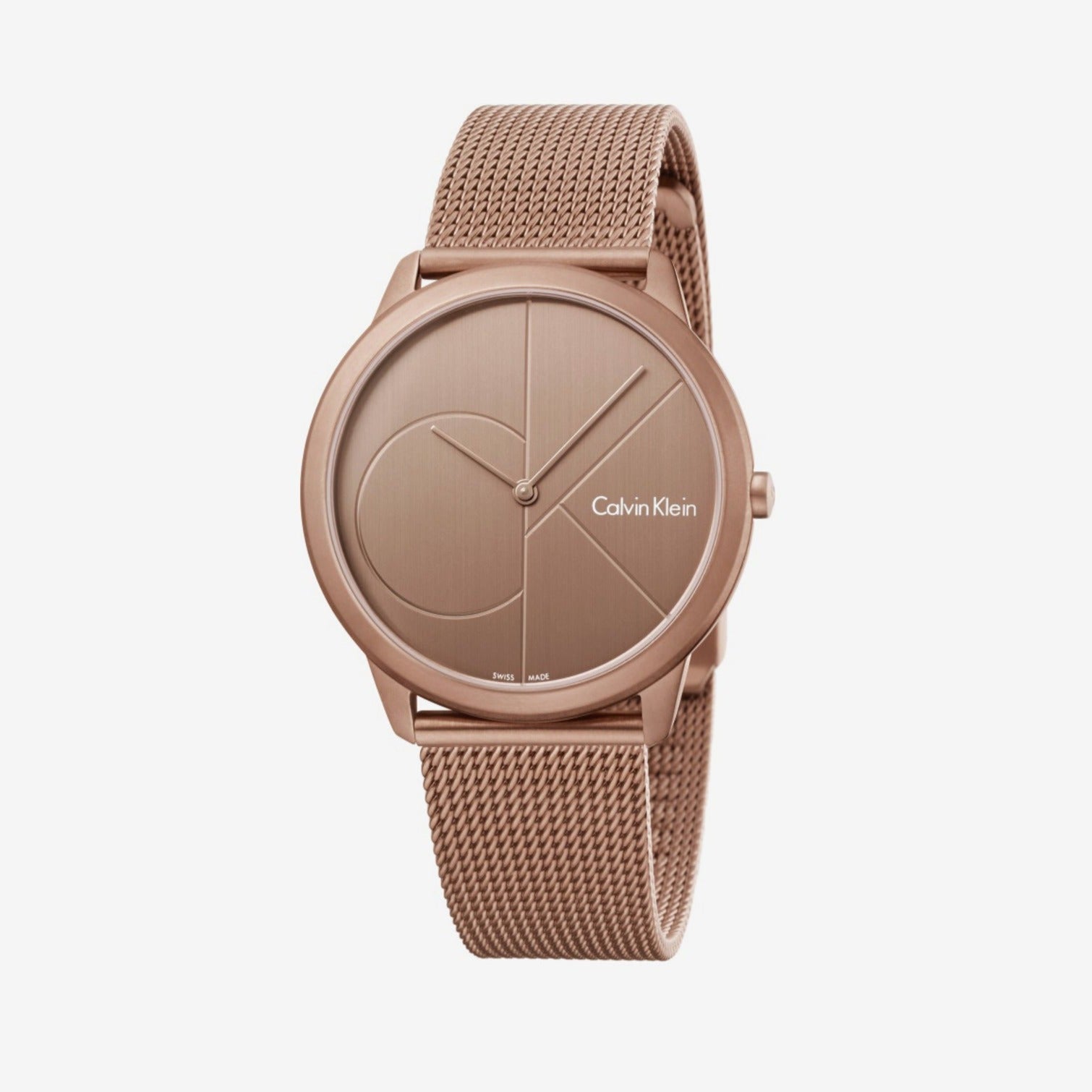  Shop Authentic Calvin Klein Minimal Quartz Pink Gold Dial Pink Gold Mesh Bracelet Watch for Men - K3M11TFK - Luxxuri