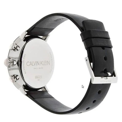  Shop Authentic Calvin Klein High Noon Chronograph Black Dial Black Leather Strap Watch for Men - K8M271C1 - Luxxuri