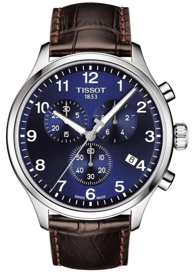  Shop Authentic Tissot Chrono XL Classic Blue Dial Brown Leather Strap Watch For Men - T116.617.16.047.00 - Luxxuri