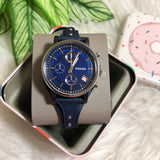  Shop Authentic Fossil Boyfriend Sport Chronograph Blue Dial Blue Leather Strap Watch for Women - ES4113 - Luxxuri
