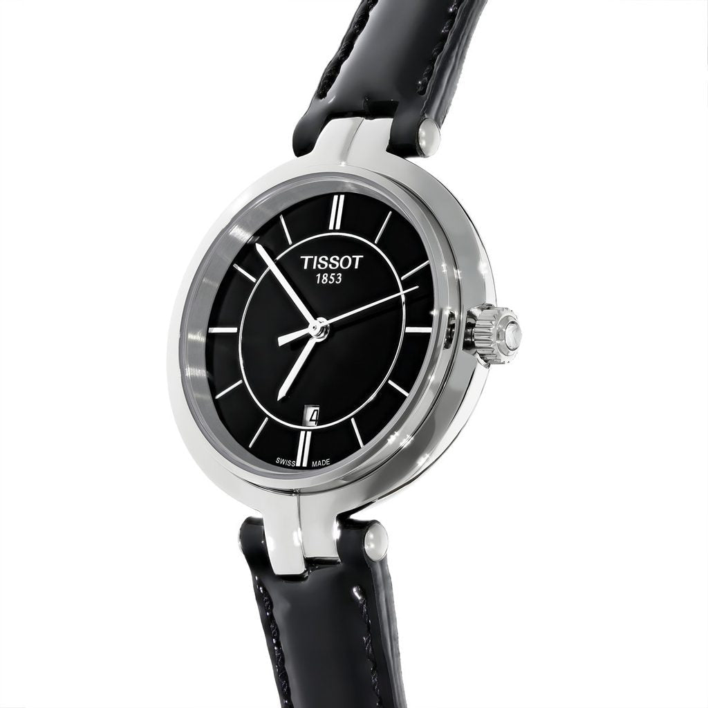  Shop Authentic Tissot T Lady Flamingo Black Dial Black Leather Strap Watch For Women - T094.210.16.051.00 - Luxxuri