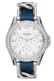  Shop Authentic Fossil Riley White Dial Blue Leather Strap Watch for Women - ES3464 - Luxxuri