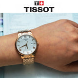  Shop Authentic Tissot T Classic Tradition White Dial Rose Gold Steel Strap Watch For Women - T063.610.33.038.00 - Luxxuri