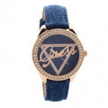  Shop Authentic Guess Little Flirt Quartz Blue Dial Blue Leather Strap Watch For Women - W0456L6 - Luxxuri