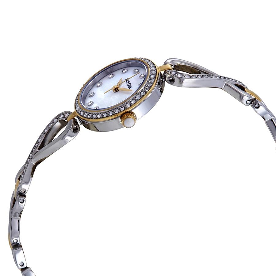  Shop Authentic Bulova Analog Crystals Mother of Pearl Dial Silver Steel Strap Watch for Women - 98X109 - Luxxuri