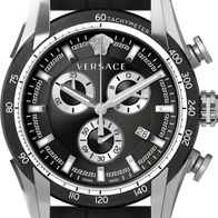  Shop Authentic Versace V Ray Chronograph Quartz Black Dial Black Leather Strap Watch For Men - VE2I00121 - Luxxuri