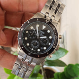  Shop Authentic Fossil FB-01 Chronograph Black Dial Silver Steel Strap Watch for Men - FS5837 - Luxxuri