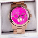  Shop Authentic Michael Kors Runway Pink Dial Rose Gold Steel Strap Watch for Women - MK5931 - Luxxuri