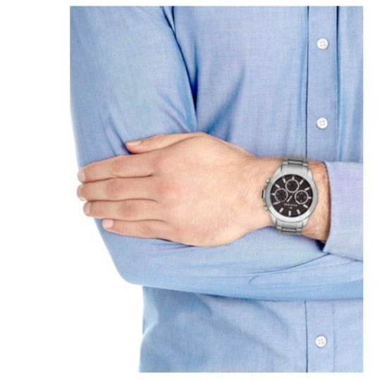  Shop Authentic Tommy Hilfiger Hudson Chronograph Quartz Brown Dial Silver Steel Strap Watch For Men - 1791229 - Luxxuri