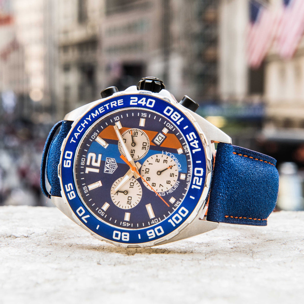  Shop Authentic Tag Heuer Formula 1 Gulf Edition Blue Dial Blue Leather Strap Watch for Men - CAZ101N.FC8243 - Luxxuri