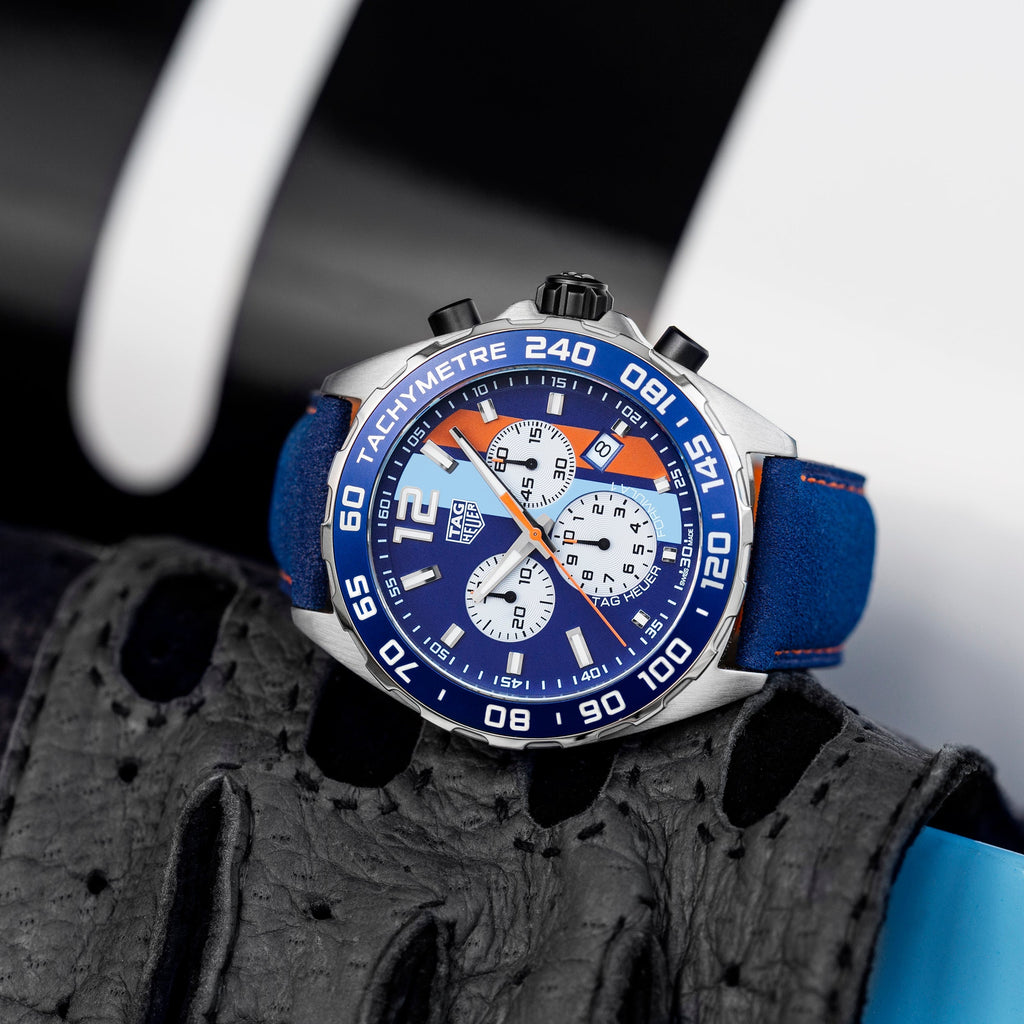  Shop Authentic Tag Heuer Formula 1 Gulf Edition Blue Dial Blue Leather Strap Watch for Men - CAZ101N.FC8243 - Luxxuri
