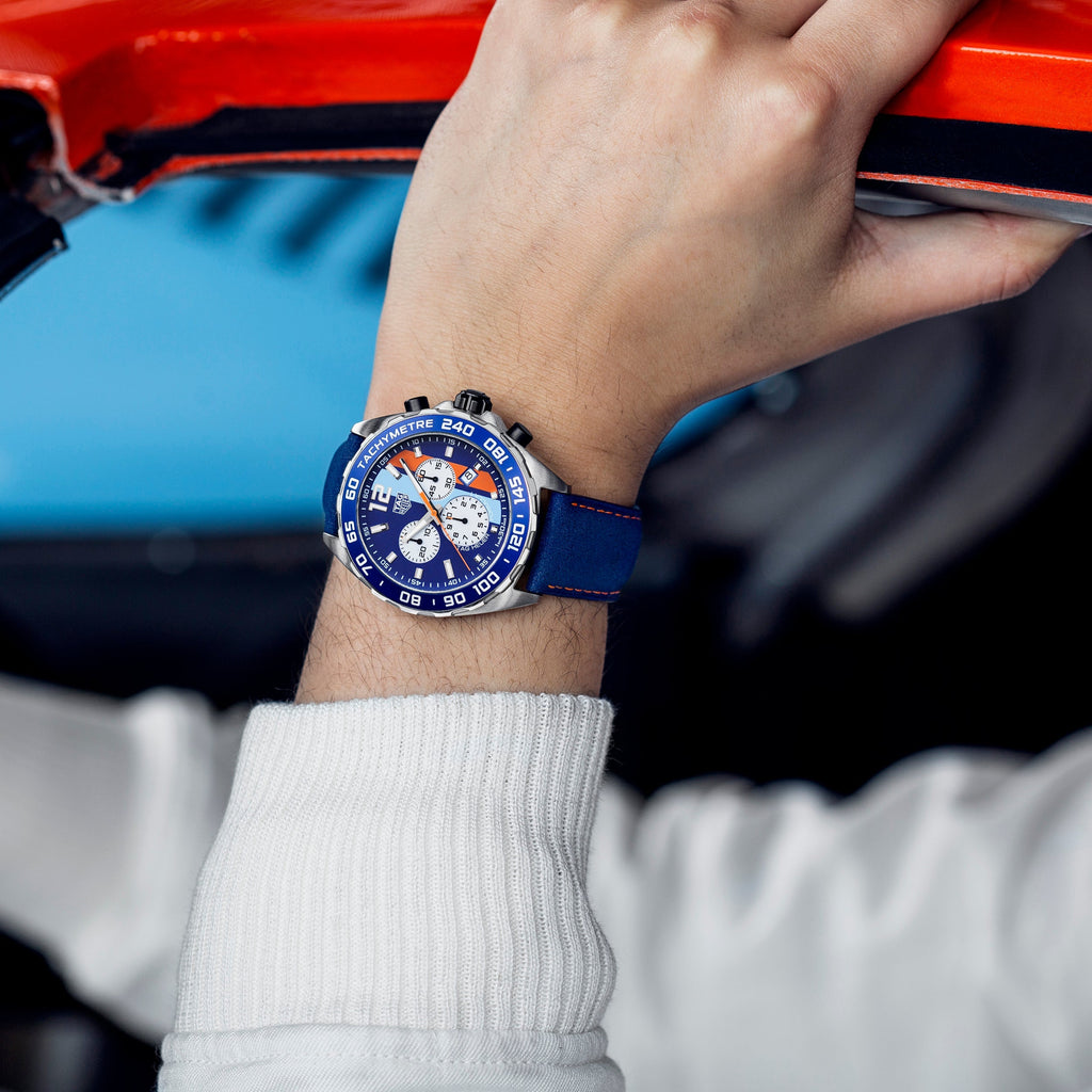  Shop Authentic Tag Heuer Formula 1 Gulf Edition Blue Dial Blue Leather Strap Watch for Men - CAZ101N.FC8243 - Luxxuri