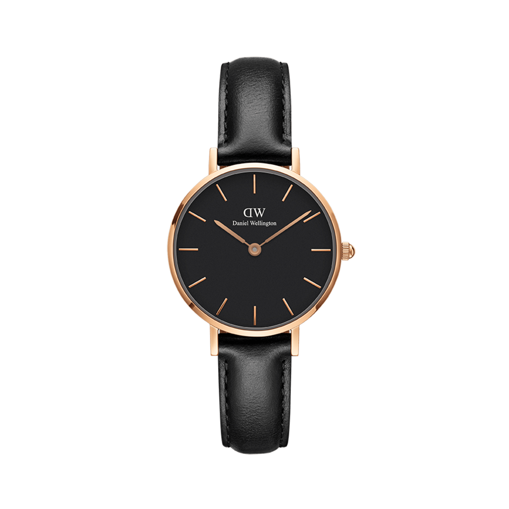 Daniel Wellington Classic Petite Sheffield Black Dial Black Leather Strap Watch For Women - DW00100224
