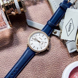  Shop Authentic Fossil Tailor White Dial Blue Leather Strap Watch for Women - ES4394 - Luxxuri